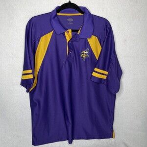 Minnesota Vikings NFL Polo Golf Shirt Men's Size Large L Purple Embroidered